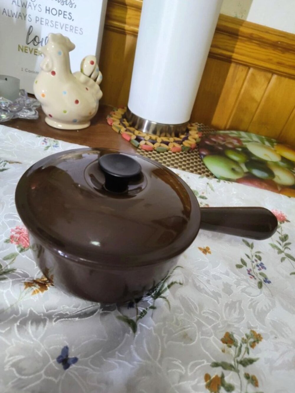 Le Creuset Saucepan #16 Brown Enamel Cast Iron Pot Pan